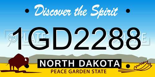 1GD2288 North Dakota License Plate