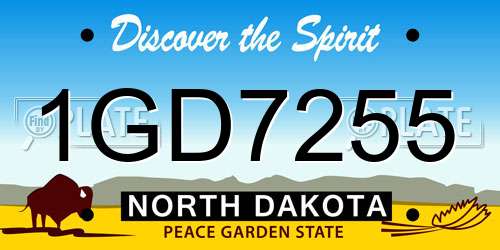 1GD7255 North Dakota License Plate