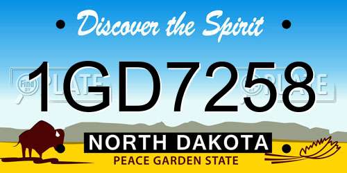 1GD7258 North Dakota License Plate