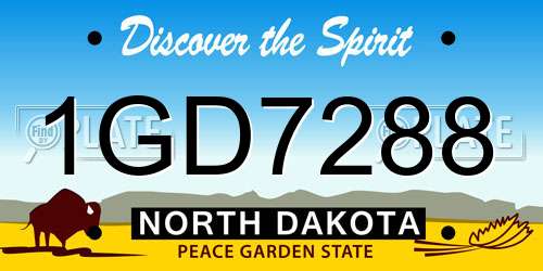 1GD7288 North Dakota License Plate