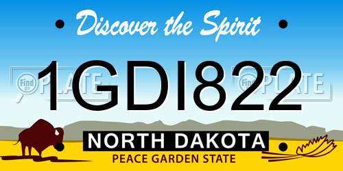 1GDI822 North Dakota License Plate