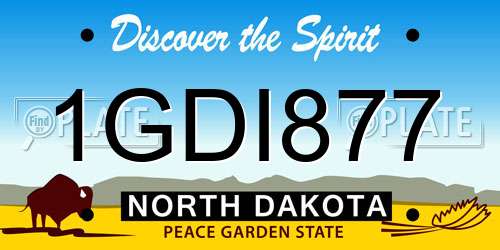 1GDI877 North Dakota License Plate
