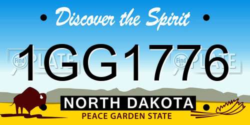 1GG1776 North Dakota License Plate