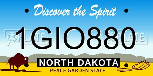 1GIO880 North Dakota License Plate