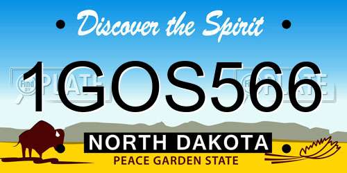 1GOS566 North Dakota License Plate