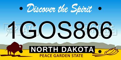 1GOS866 North Dakota License Plate