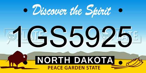 1GS5925 North Dakota License Plate