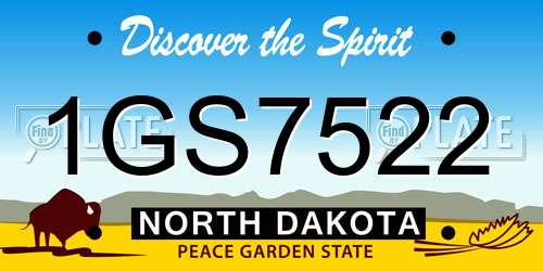 1GS7522 North Dakota License Plate
