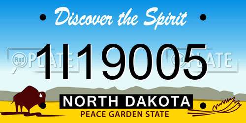 1I19005 North Dakota License Plate