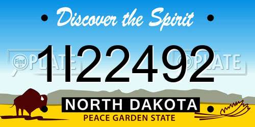 1I22492 North Dakota License Plate