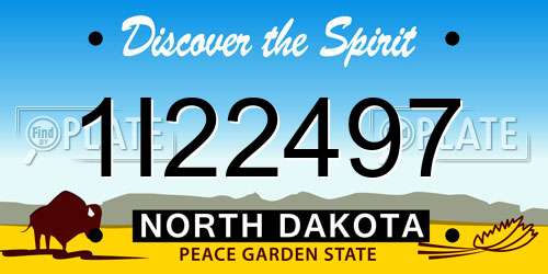 1I22497 North Dakota License Plate