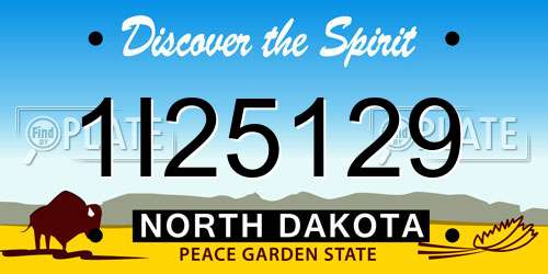 1I25129 North Dakota License Plate
