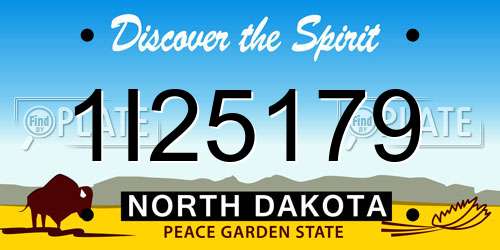 1I25179 North Dakota License Plate