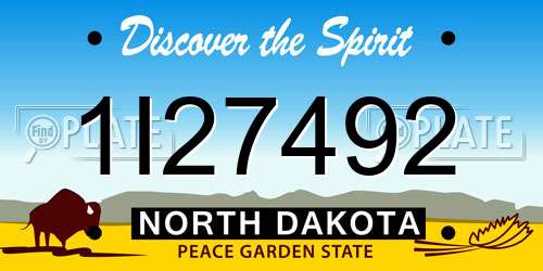 1I27492 North Dakota License Plate