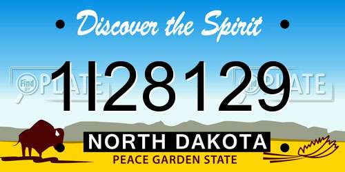 1I28129 North Dakota License Plate