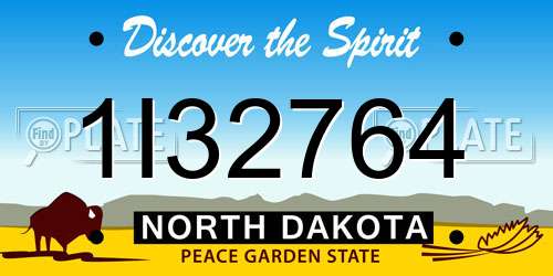 1I32764 North Dakota License Plate