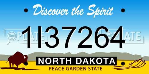 1I37264 North Dakota License Plate