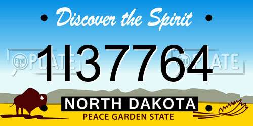 1I37764 North Dakota License Plate