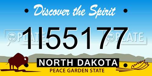 1I55177 North Dakota License Plate