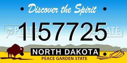 1I57725 North Dakota License Plate