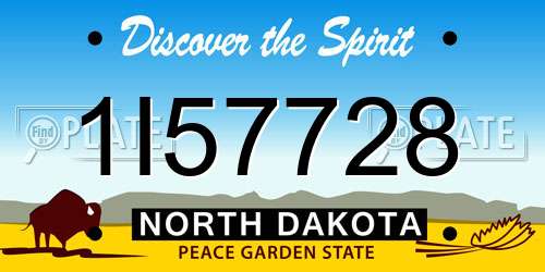 1I57728 North Dakota License Plate