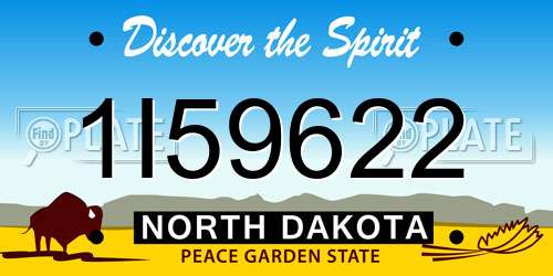 1I59622 North Dakota License Plate