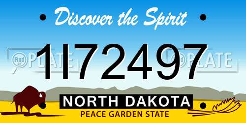 1I72497 North Dakota License Plate