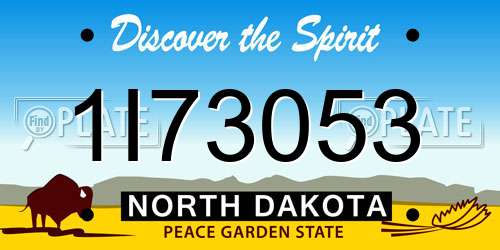1I73053 North Dakota License Plate