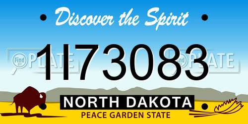 1I73083 North Dakota License Plate
