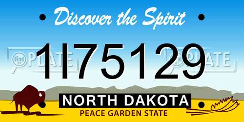 1I75129 North Dakota License Plate