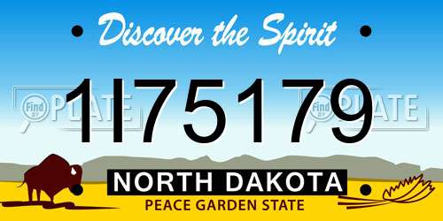 1I75179 North Dakota License Plate
