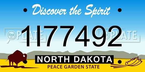1I77492 North Dakota License Plate
