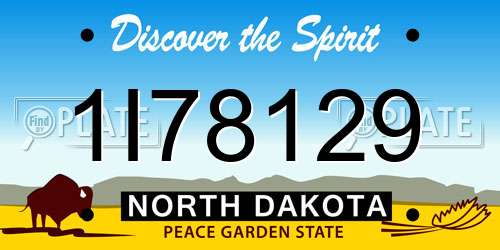 1I78129 North Dakota License Plate
