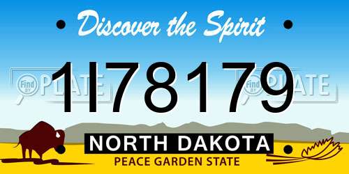 1I78179 North Dakota License Plate