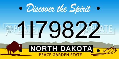 1I79822 North Dakota License Plate