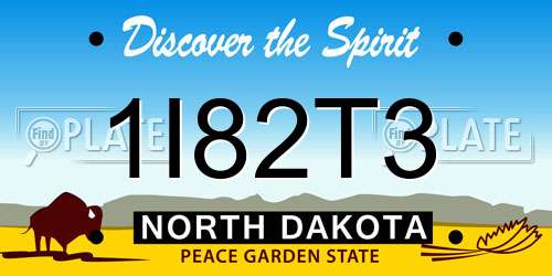 1I82T3 North Dakota License Plate