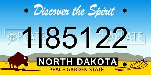 1I85122 North Dakota License Plate