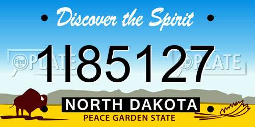 1I85127 North Dakota License Plate
