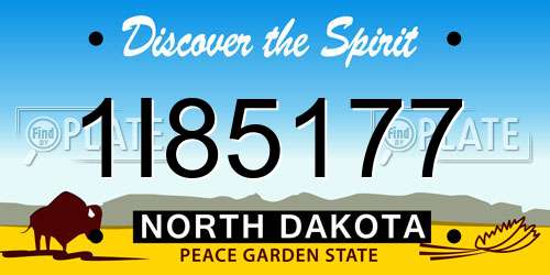 1I85177 North Dakota License Plate