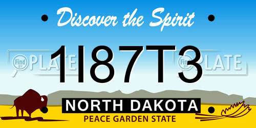 1I87T3 North Dakota License Plate