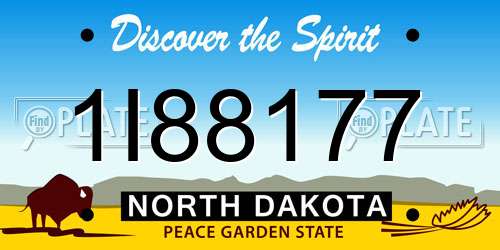 1I88177 North Dakota License Plate