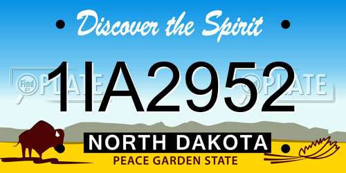 1IA2952 North Dakota License Plate
