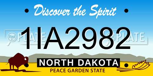 1IA2982 North Dakota License Plate