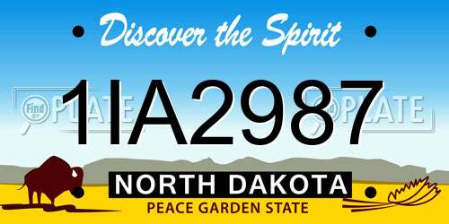 1IA2987 North Dakota License Plate