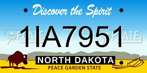 1IA7951 North Dakota License Plate
