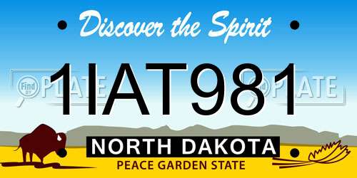 1IAT981 North Dakota License Plate