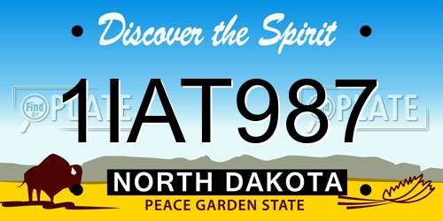 1IAT987 North Dakota License Plate