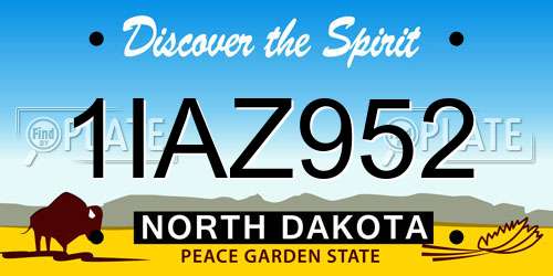 1IAZ952 North Dakota License Plate