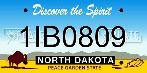 1IB0809 North Dakota License Plate