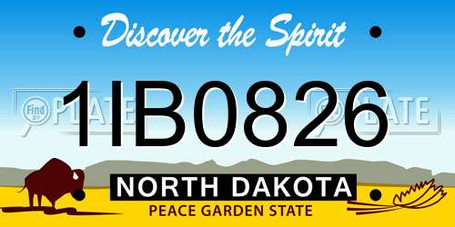 1IB0826 North Dakota License Plate